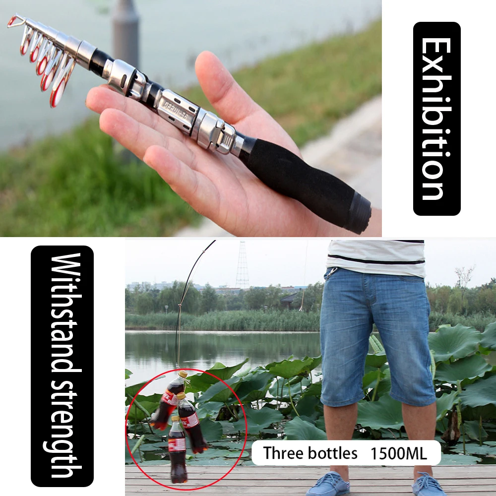 Gaining Mini Portable Telescopic Fishing Rod Spinning FRB Fish Hand Fishing Tackle Sea Rod Fishing Pole 6