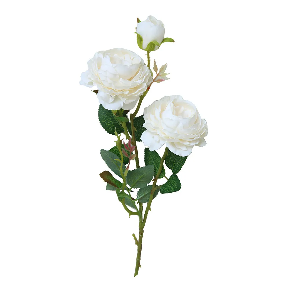 Западная Роза Пион искусственный цветок поддельная Западная Роза пион Свадебный букет Свадебная вечеринка домашний Декор Горячая Feb2 - Цвет: White