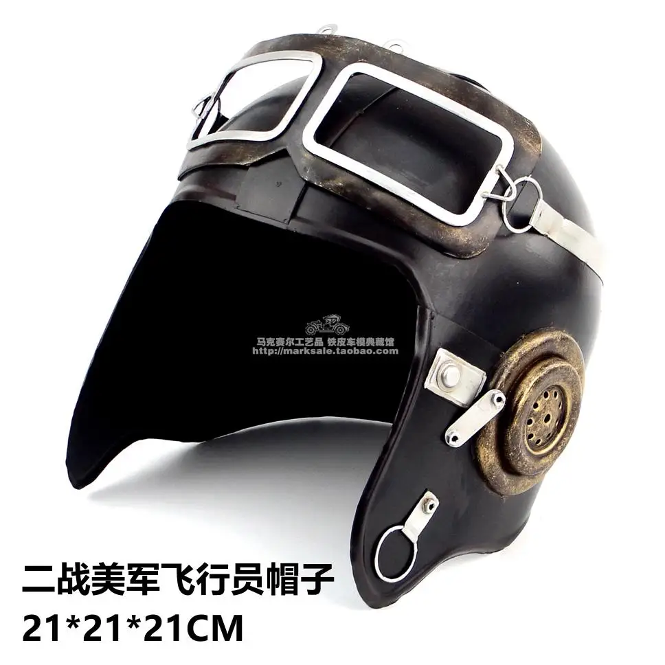 

Hot Classic Retro World War II U.S Military Pilots Hat Model Creative Mini Iron Craft Best Gift Home Bar Decoration