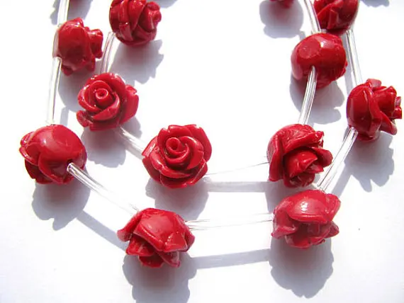 

sale 15mm 18pcs ,high quality turquoise florial flowers rose petal hot red colorful cabochons jewelry beads