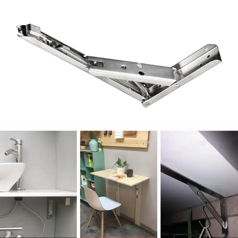 

2pcs Stainless Steel Folding Bracket Triangle Telescopic Support Bracket Right Angle Wall Shelf Metal Shelf Bracket Weight 402g