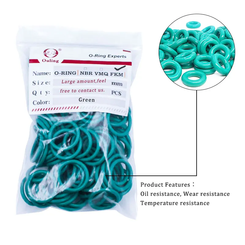 Fluorine Rubber O-Rings Green 2 OD 5-49 Resistant Wear Oil Seal Gasket Washer 