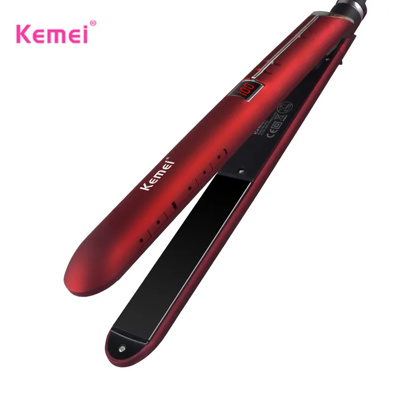 

Kemei Rapid Heating LED Display Hair Straightener Dry & Wet Use Straightening Irons 100-200 Degree Each 5 Degree Adjustable