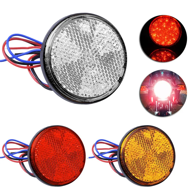 12V Car Motorcycle Rear Brand New High Quality Universal Fixed LED Tail Light Brake Turn Signal Indicators For Motorbike Round |