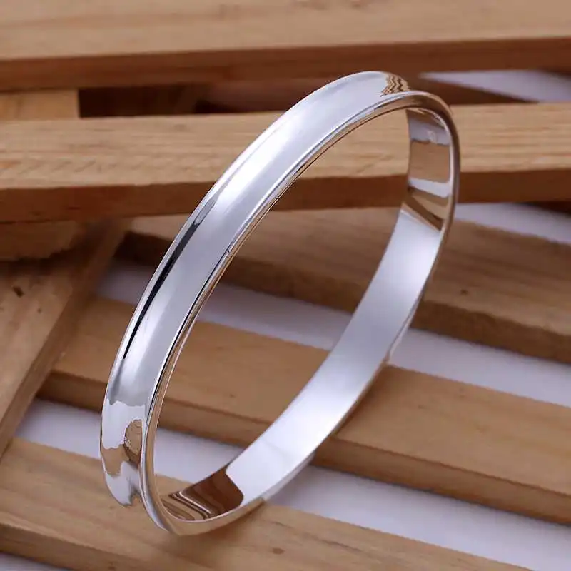 

summer style silver 925 friendship Big circle round bangle Closed bracelet pulseras women fashion jewelry