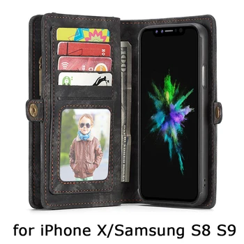 

Multifunction Business Case for Huawei P20 Pro Genuine Leather Wallet Case with Card Slot Flip Cover for iPhone X Samsung S8 S9