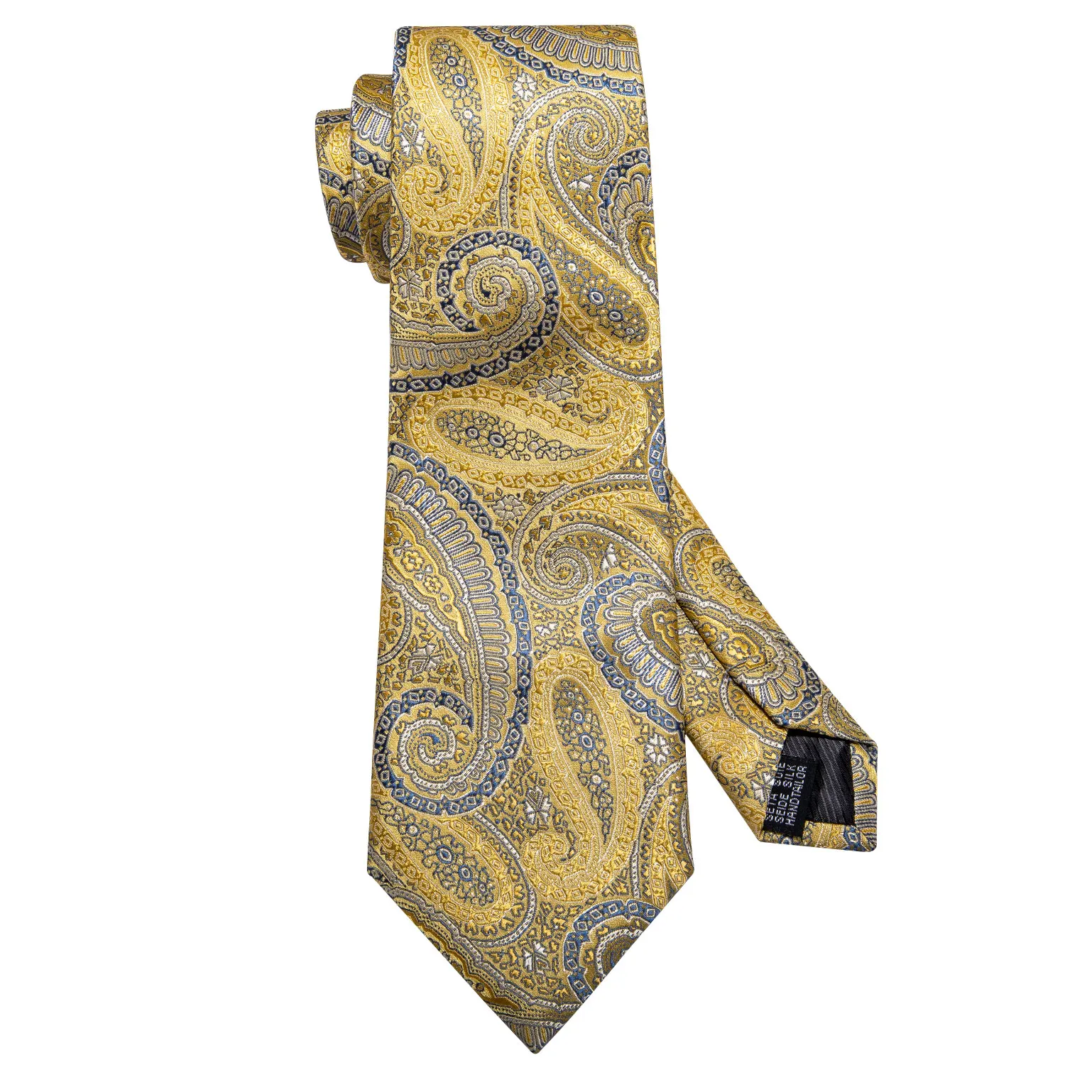 Мужские золотистые Галстуки, галстук с узором пейсли, Цветочный Карманный квадратный запонки, набор желтых галстуков, дизайнерский формальный галстук на шею для костюма Barry. Wang FA-5166