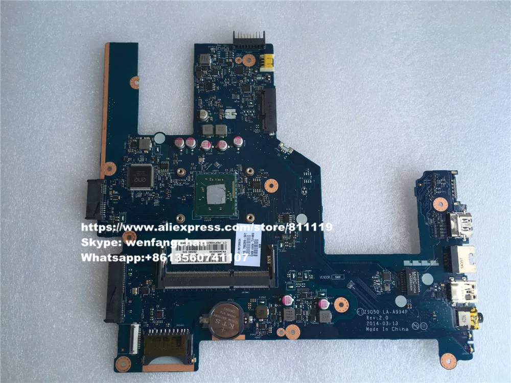 

Free shipping ZSO50 LA-A994P 788289-501 788289-001 for HP Compaq 15 15-R 15T-R 15-S Motherboard SR1YJ N2840 CPU onboard