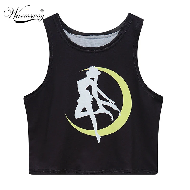 2018 harajuku summer women 3D t-shirt print anime cartoon Sailor Moon crop top casual kawaii sailor t shirts girl gilet A-007