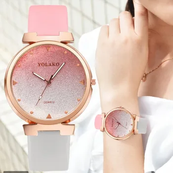 

New Gradient Watch Luxury Top Brand Women's Watches Fashion Simple Ultra Thin Leather Belt Wrist Watch Girl Watches Ladies Clock