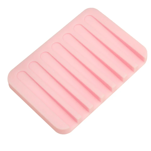 

Fashion Silicone Flexible Plate Soap Dish Bathroom Soap Holder Soapbox Tray (Random Color)