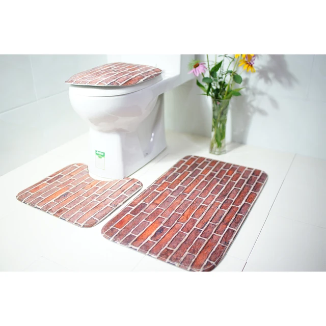 3pcs Shower Mat Absorbent Printing Non Slip Bathroom Rug Bath 3pcs Shower Mat Absorbent Printing Non Slip Bathroom Rug Bath Toilet Lid Cover