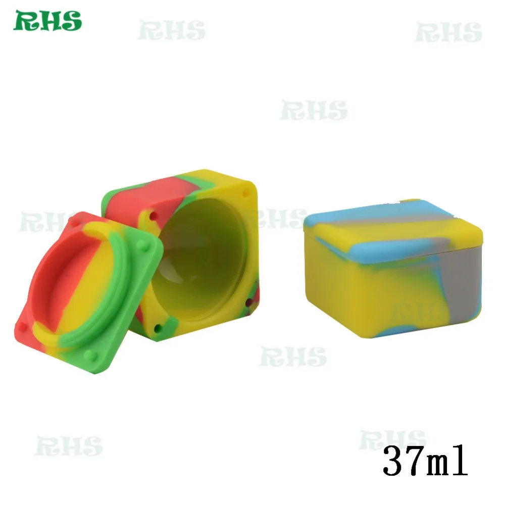 

10pcs Square Shape Silicone Container 37ml Food Grade Silicone Wax Jars Dab Container Storage Jar Oil Holder