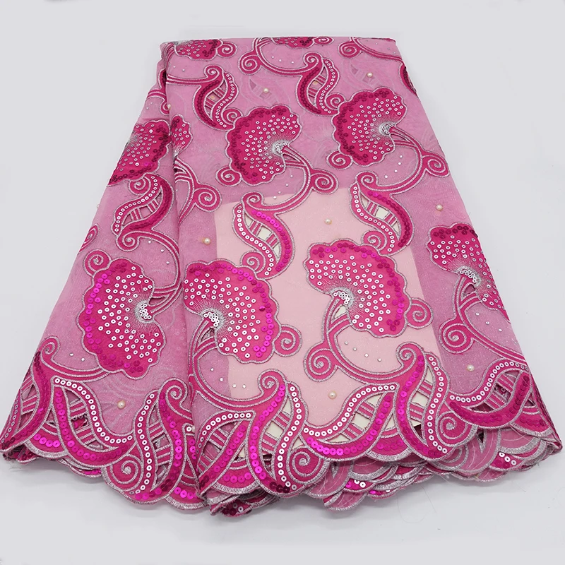 New design Swiss double Eugene yarn French lace fabric high quality African sequined fabrics women's dress | Дом и сад