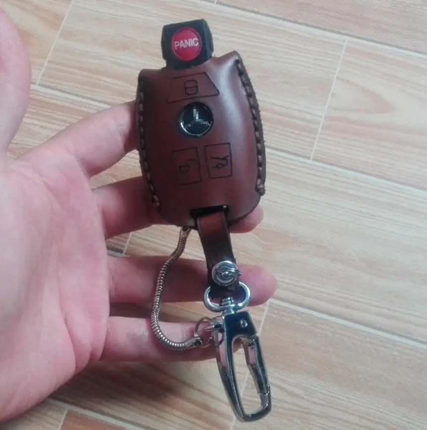 

Genuine Leathe For Benz 2&3 Button Smart Car Key Case Cover For Mercedes Benz Accessories W203 W210 W211 W124 Keyrings Keychain