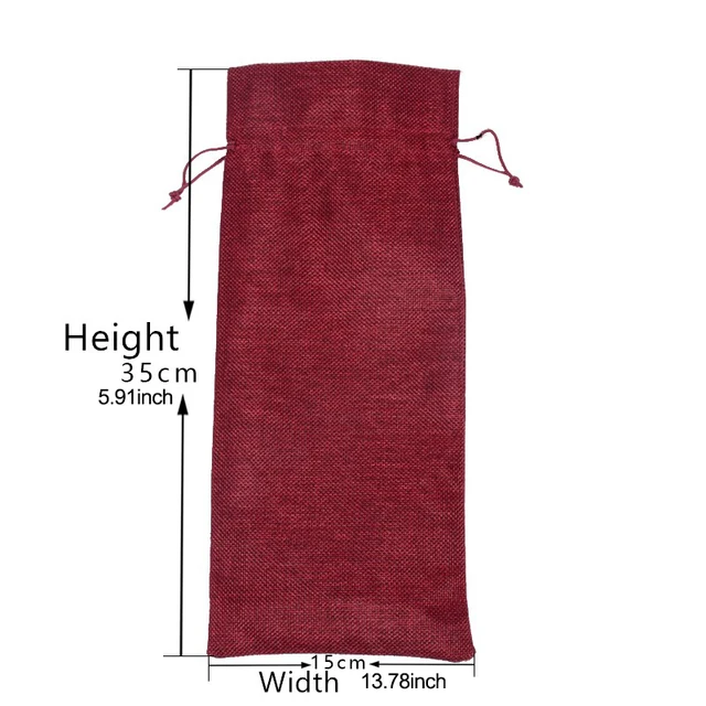 Vintage Rustic Jute Wine Bag Hessian Burlap Drawstring Gift Bags Wedding Party Decor Red Wine Bottle Covers Wrap Packaging Pouch