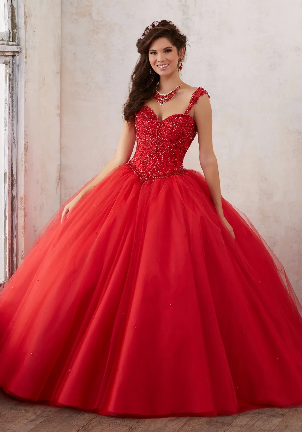 Новое поступление, красное бальное платье, спагетти, расшитое бисером, тюль, милое 16 платьев, платье для бала-маскарада, платье для 15 лет