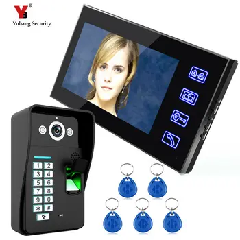 

Yobang Security 7 inch fingerprint Video Door Phone Night Vision Doorbell Camera Mounted Video Intercom Monitor with RFID keyfob