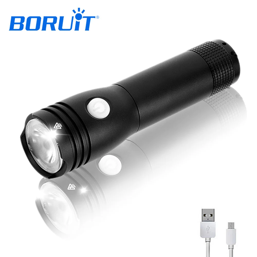 

BORUIT XPE2 LED USB Torch Handy Powerful Aluminum Alloy Flashlight Power Zoomable Mini Flashlamp Use 18650 Battery For Lighting