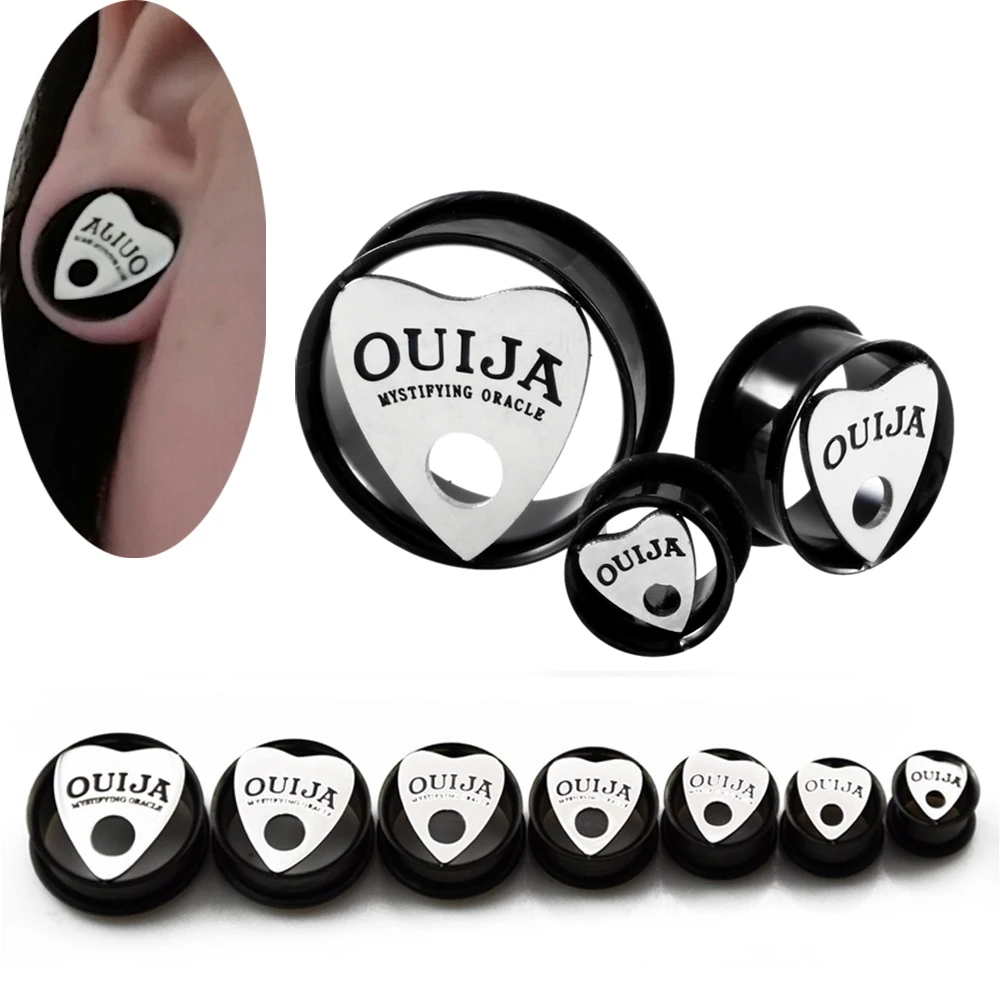 

2pcs OUIJA Eyelet Single Flared Flesh Tunnel 10mm-30mm Ear Plug Gauges Earrings Hollow Plug Expander Ear Stretching