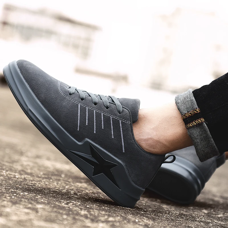 Fundo Up Livre De Zapatos Grossos Dos Casuais Hombre Black Pé Ae423 Couro Homens Do Ar Lace Dedo Ao Redondo Sapatilhas grey khaki Sapatos AnxaqA