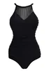 One Piece Swimsuit with Front and Back Mesh Panels  7