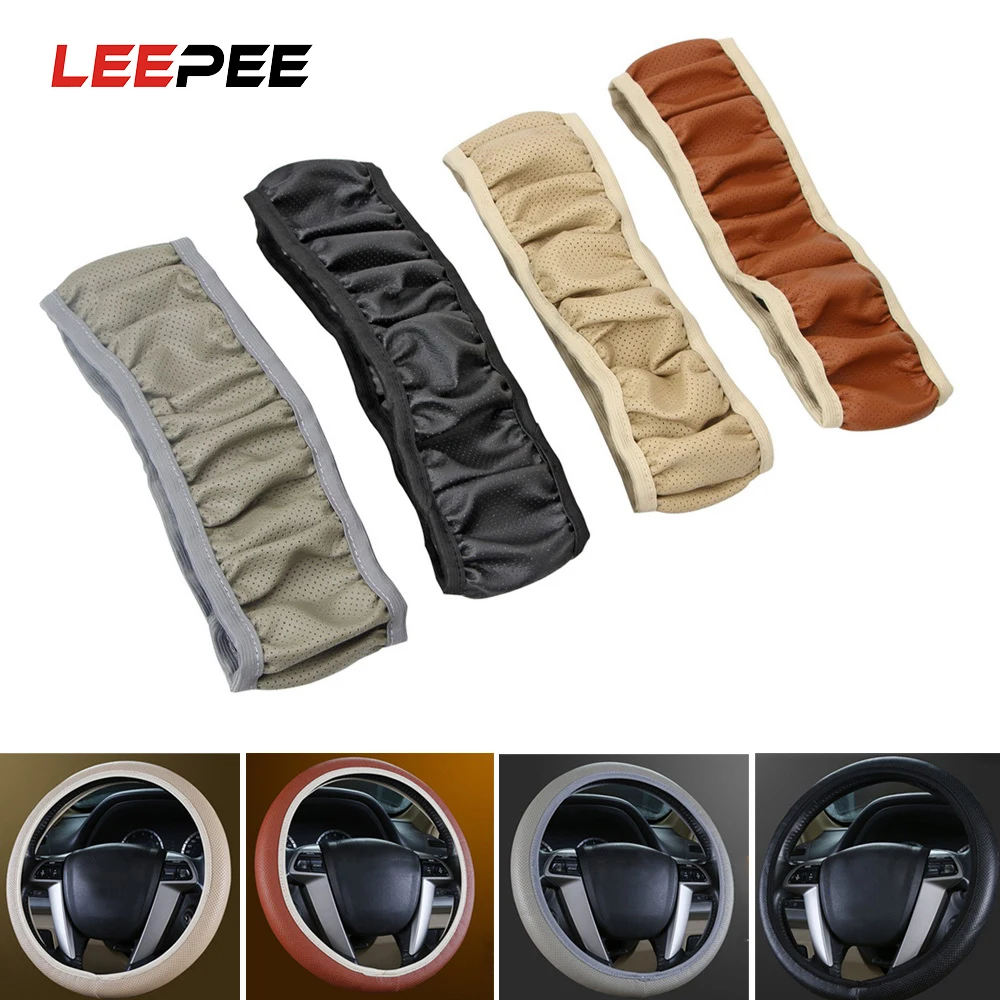 

LEEPE Soft PU Leather DIY Car steering-wheel Cover for Ford Focus 2 Car Steering Wheel Cover Universal Car Accessories