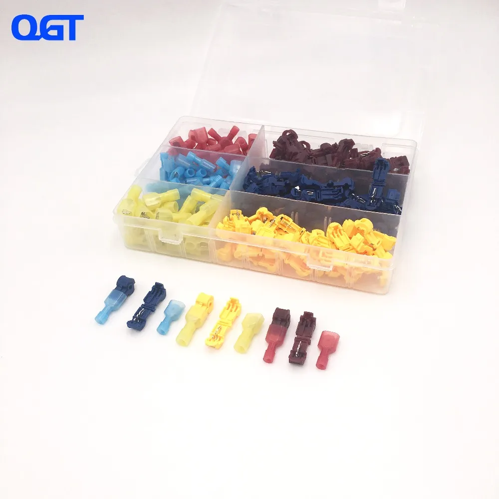 

200 PCS T Tap Electrical Connectors Quick Wire Splice Taps and Insulated Male Quick Disconnect Terminals