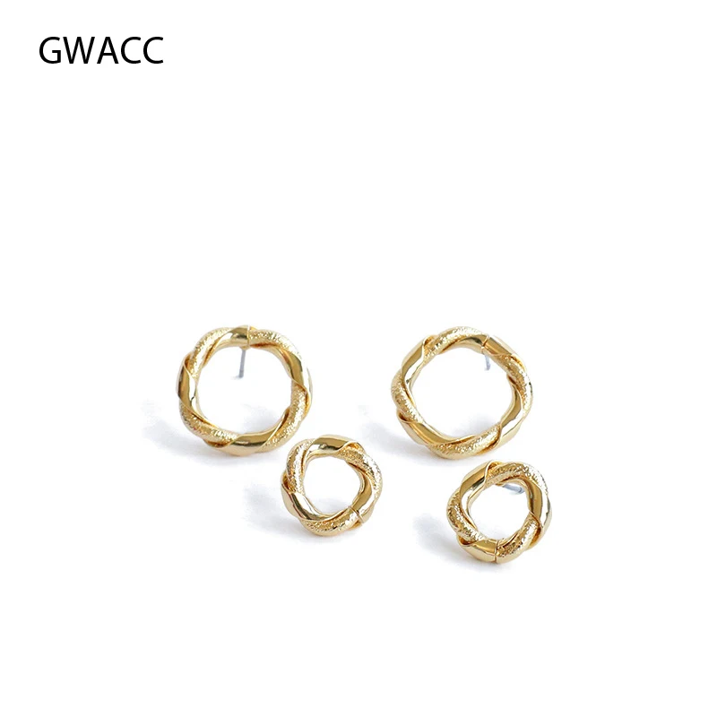 

GWACC Elegant Winding Round Stud Earrings For Women INS Minimalist Creative Twisted Circle Design Fashion Jewelry Two Size