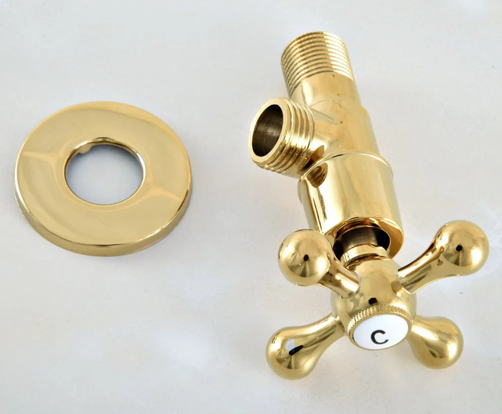 2 шт. Полированные Латунные крестовые ручки золотого цвета угловой стопорный