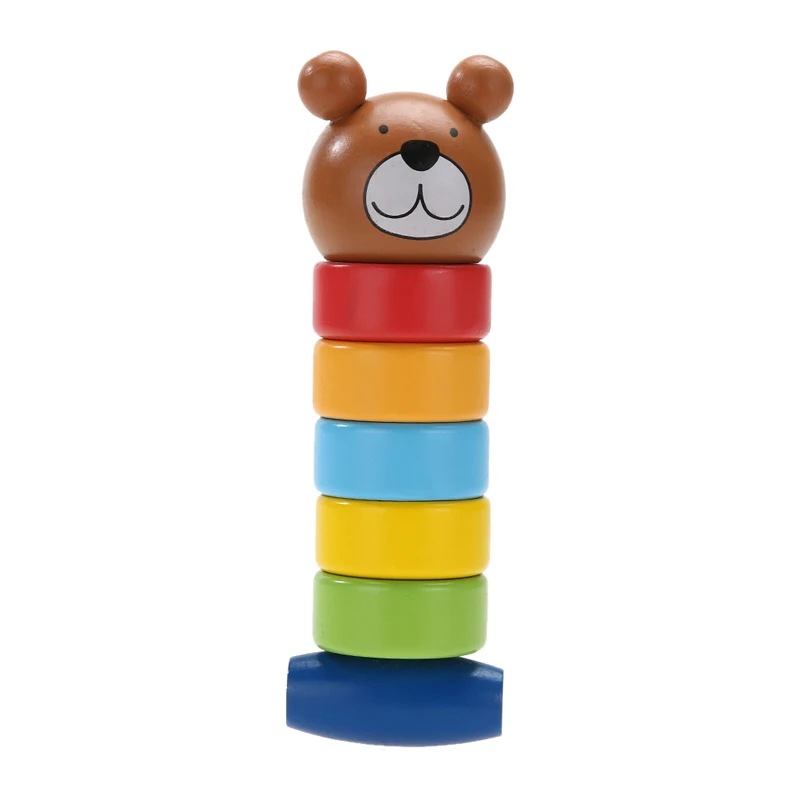 New Creative Baby Wooden Stacking Block Toy Rainbow Tower Children Beads Matching Stacking Educational Cartoon Toys baby-building-blocks-wooden