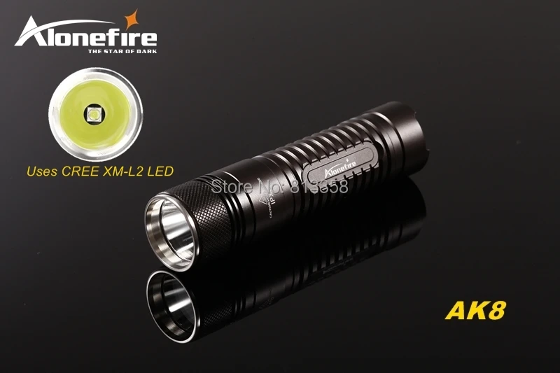 AloneFire AK8 CREE XM-L2 светодиодный 3 Режим HA III военный класс Жесткий анодированный мини легкий фонарик Фонарь для 18650 батареи