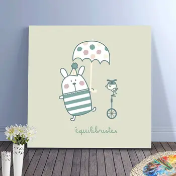 

cute Rabbit with Floret umbrella diy oil painting home decor for kid's room digital paint by numbers coloring by numbers