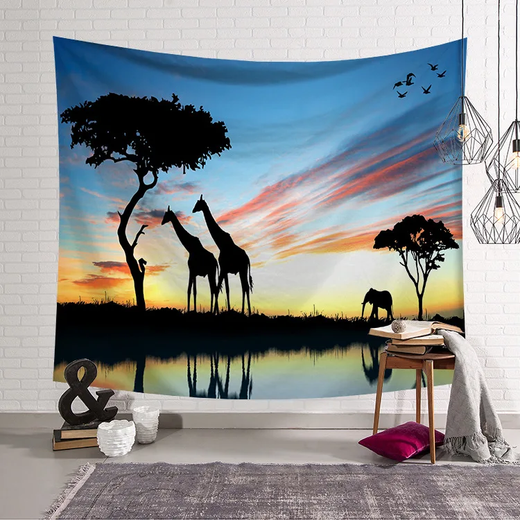 Гобелен с животными настенный слон гобелен, настенные картины большой лев гобелен накидка на мебель пляжное полотенце 200x150 см - Цвет: B