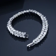 UILZ, Роскошные браслеты в форме листа с цирконием AAA, модные Австрийские кристаллы белого цвета, ювелирные изделия для невесты, свадебные, UB131