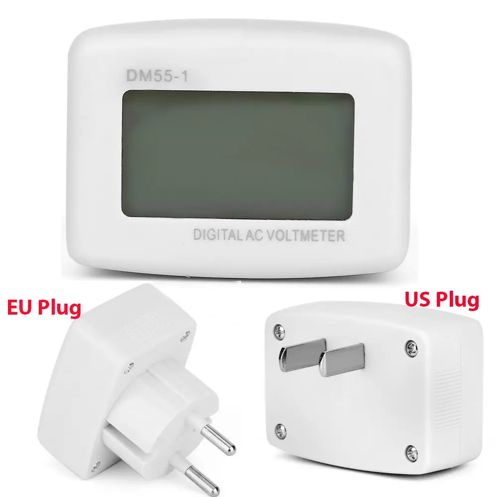  1 Шт. DM55-1 110 В/220 В Бытовой плагин ЖК-Цифровой Вольтметр ПЕРЕМЕННОГО ТОКА 80-300 В электрические Инструменты Напряжение Тестеры ЕС/США Plug 
