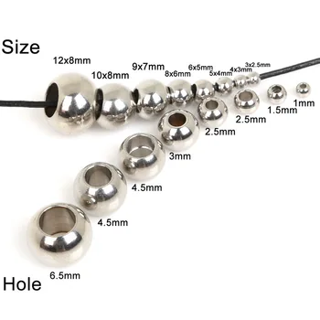 스테인리스 스틸 느슨한 스페이서 비즈, 팔찌 목걸이 쥬얼리 제작용, 구멍 크기 1-6.5mm, 로트당 5-50 개, 신제품