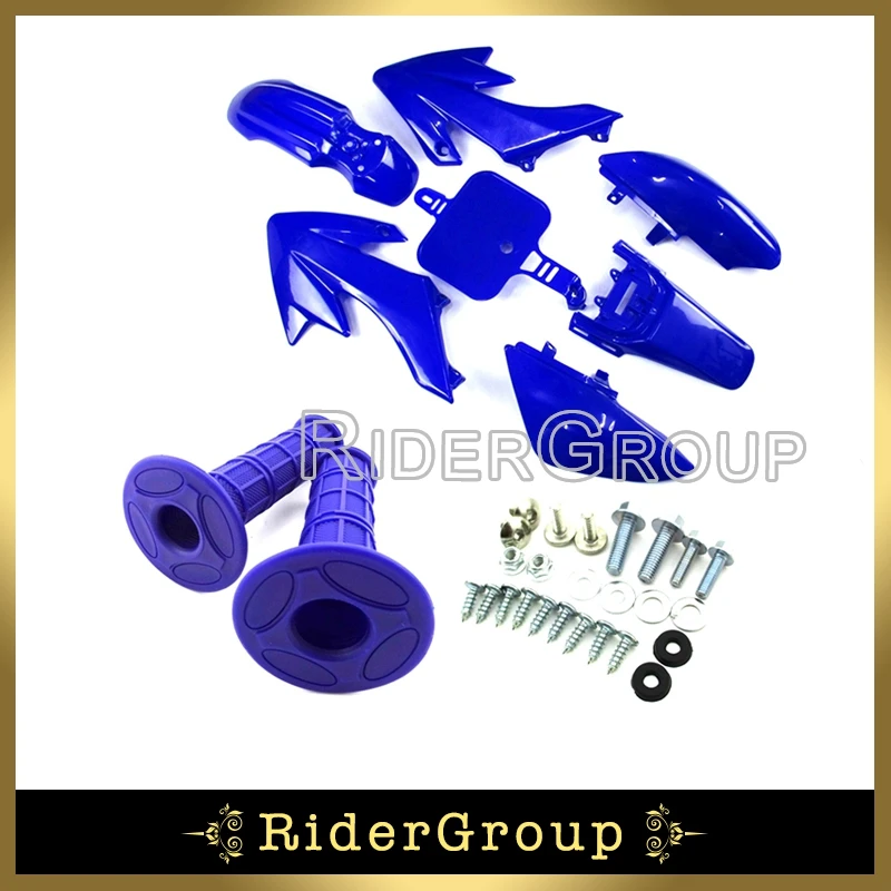 Blue Plastic Fairing Body Fender Kits Mounting Screws Throttle Handle Grips For Honda XR50 CRF50 Pit Dirt Trail Motor Bike