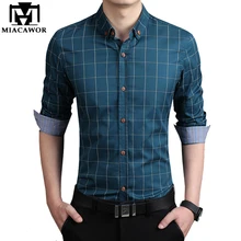 MIACAWOR, новинка, повседневная мужская рубашка в клетку, модные нарядные рубашки, приталенная рубашка с длинным рукавом, мужская рубашка размера плюс 5XL MC242