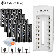 PALO 16pcs Ni-MH AA Rechargeable Battery aa 3000mAh 1.2V Batteries With Charger for AA AAA Ni-MH Ni-CD 1.2V batteria batteries PALO 16pcs Ni-MH AA Rechargeable Battery aa 3000mAh 1.2V Batteries With Charger for AA AAA Ni-MH Ni-CD 1.2V batteria batteries