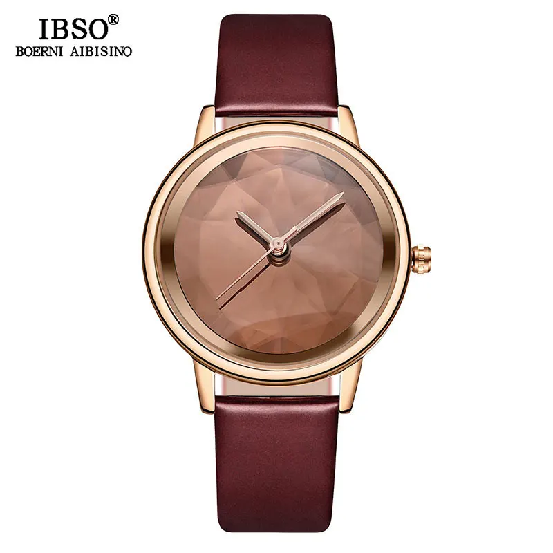 

IBSO Brand High Quality Women Quartz Watch Hit Color Female Genuine Leather Strap Watches Ladies Wrist Clock Montre Femme
