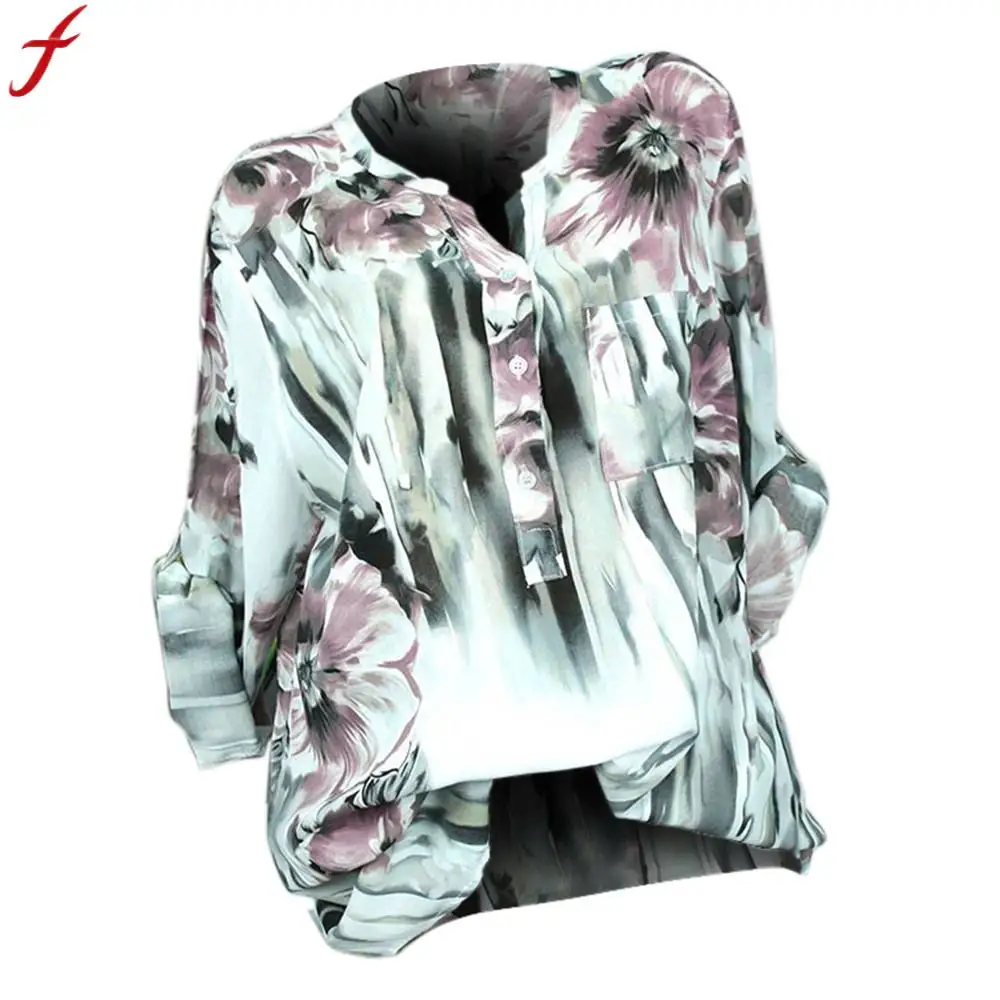 Women Three Quarter Sleeve Tunic Tops Blouse Floral