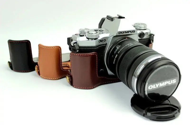 Из искусственной кожи Half чехол Grip для Olympus OM D E M5 Mark II Camera|leather half case|half caseleather case for