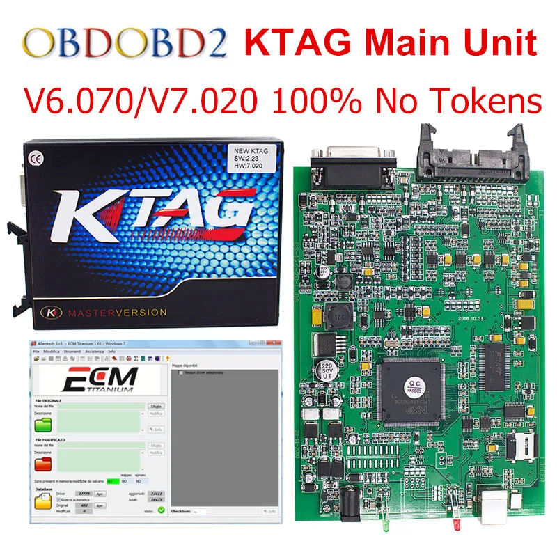 Основной блок KTAG V2.13 K TAG FW V6.070 V7.020 ECU Инструмент для программирования K-TAG 7,020 мастер версия без жетонов ограниченная