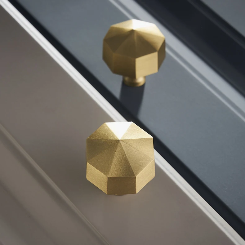 Buy Gold Hexagon Handle Modern Furniture Knobs Solid Brass