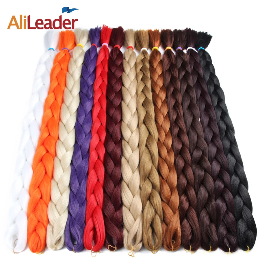 AliLeader Kanekalon Jumbo Braid Hair 82 Inch 165G Crotchet Braids Pure Color Synthetic Braiding մազերը Սև շեկ վարդագույն մանուշակագույն