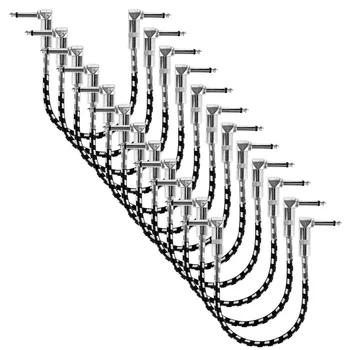 

Neewer 12 Pack 1 Foot Guitar Patch Cable with 1/4 inch Right Angle Plugs Black and White Tweed Woven Jacket