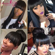 straight hair with bang 180% Density Human Hair Lace Front Wig straight virgin remy Human Hair lace front wigs for black women