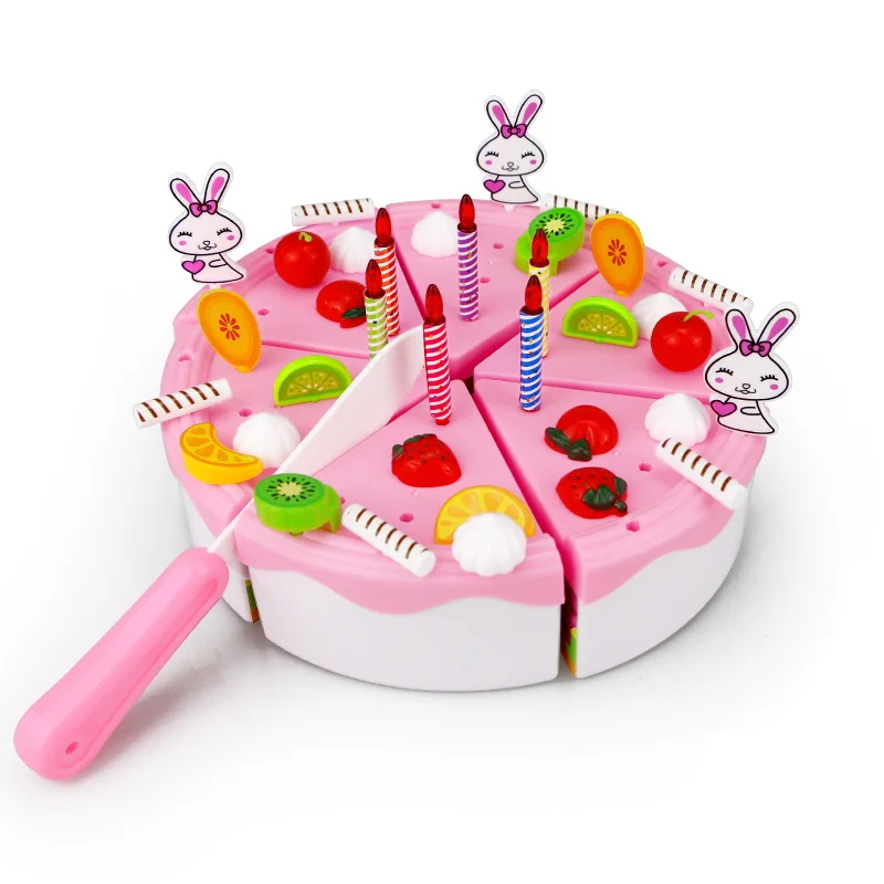 46-67 шт. ролевые игры торт на день рождения резка фрукты игрушка DIY Кухня Еда Cocina De Juguete игровой дом подарок для детей Дети Девочка - Цвет: 46PCS Pink