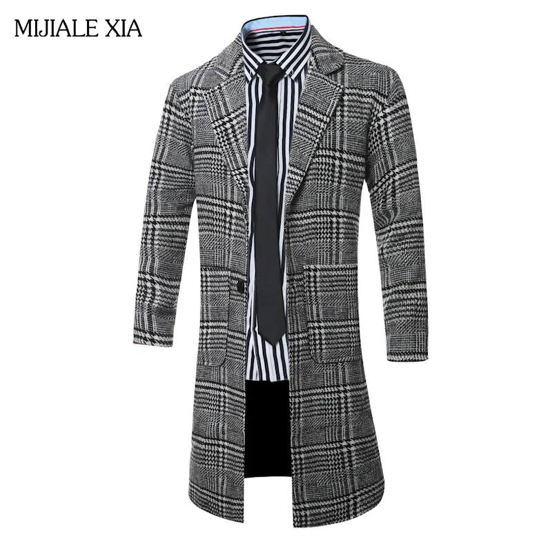 New Winner trench coat men High quality Free Shipping mens overcoat Long grid cloth coat British style Slim dust coat SizeM-4XL